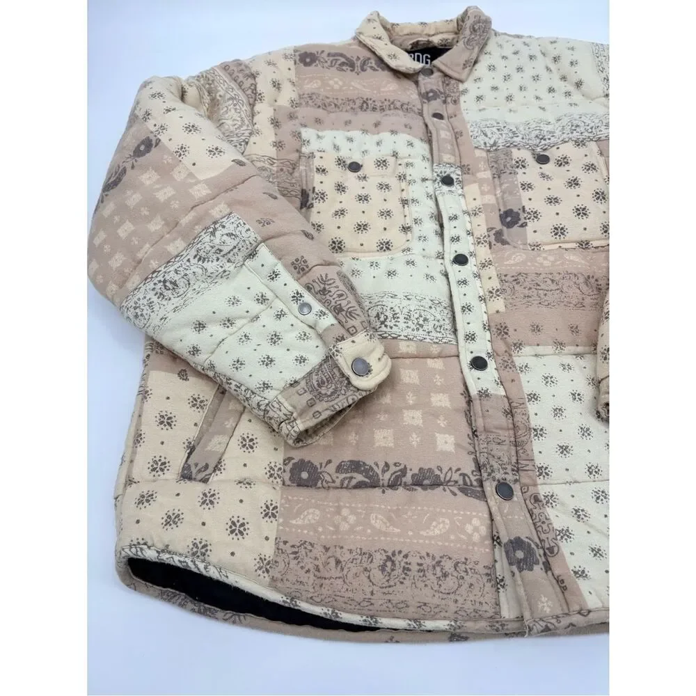 Urban outfitters | ecru bandana Quilted Patchwork Shirt Jacket - Beige